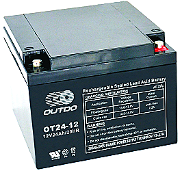 Baterie reîncărcabilă plumb-acid, cu specificații de 12V și 24Ah.