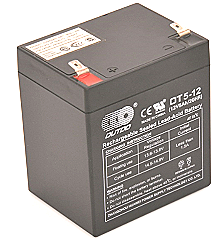 Baterie reîncărcabilă plumb-acid, cu specificații de 12V și 5Ah.