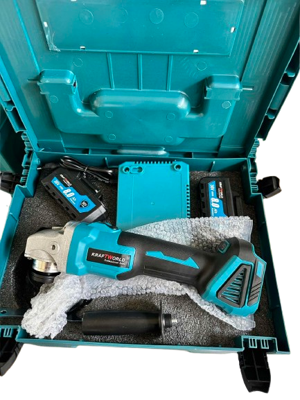 Polizor unghiular cu acumulator 36V, brushless, set cu 2 baterii și încărcător